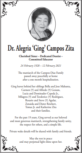 Dr. Alegria ‘Ging’ Campos Zita