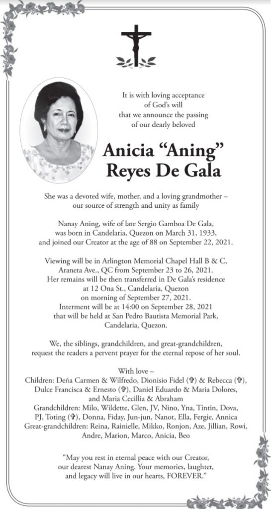 Anicia “Aning” Reyes De Gala